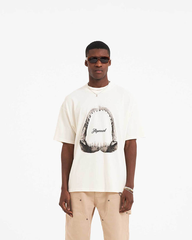 Shark Jaws T-Shirt - Flat White Main Image
