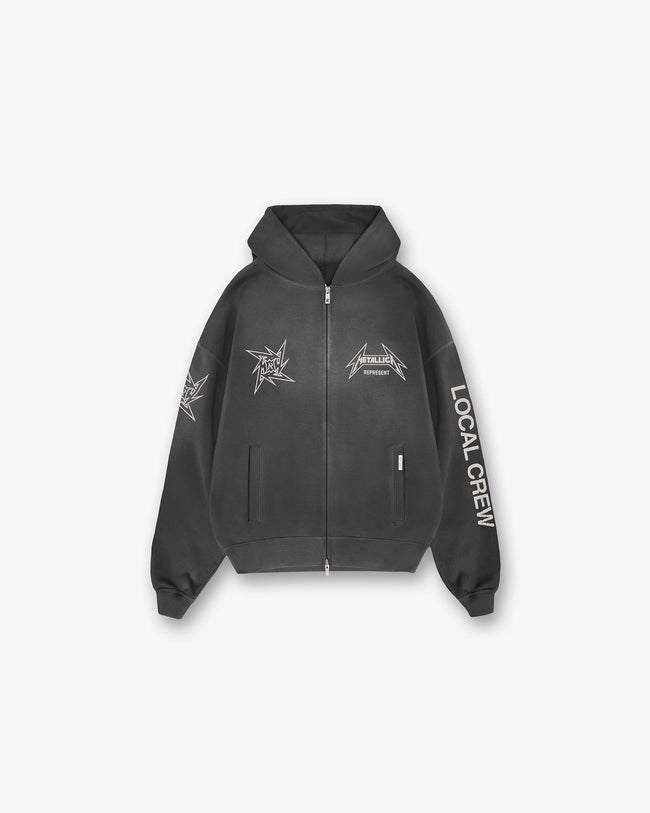 Represent X Metallica Local Crew Zip Hoodie - Stained Black Hover Image