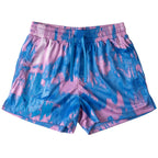 MUAY THAI SHORTS (MID THIGH CUT) ACID WASH - BLUE / PINK