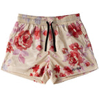 MUAY THAI SHORTS (MID THIGH CUT) FLORAL - CREAM