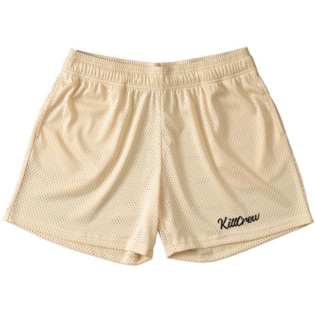 VENTED MESH SHORTS SCRIPT - CREAM / BLACK Hover Image