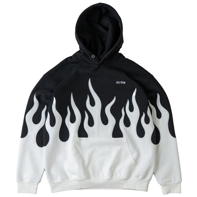 OVERSIZED PREMIUM HEATER HOODIE - BLACK / WHITE Hover Image