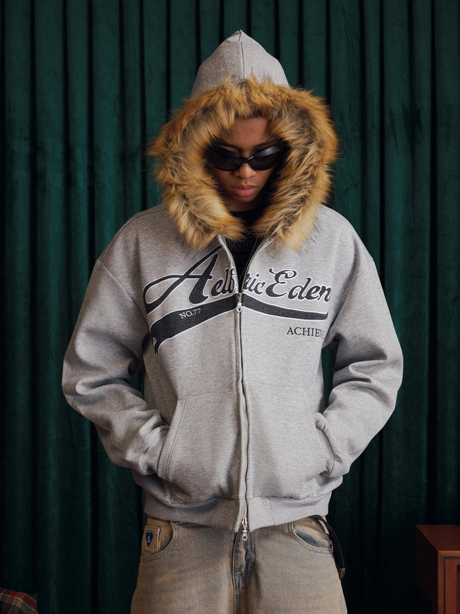 Aelfric Eden Boxy Faux Fur Collar Hoodie Hover Image
