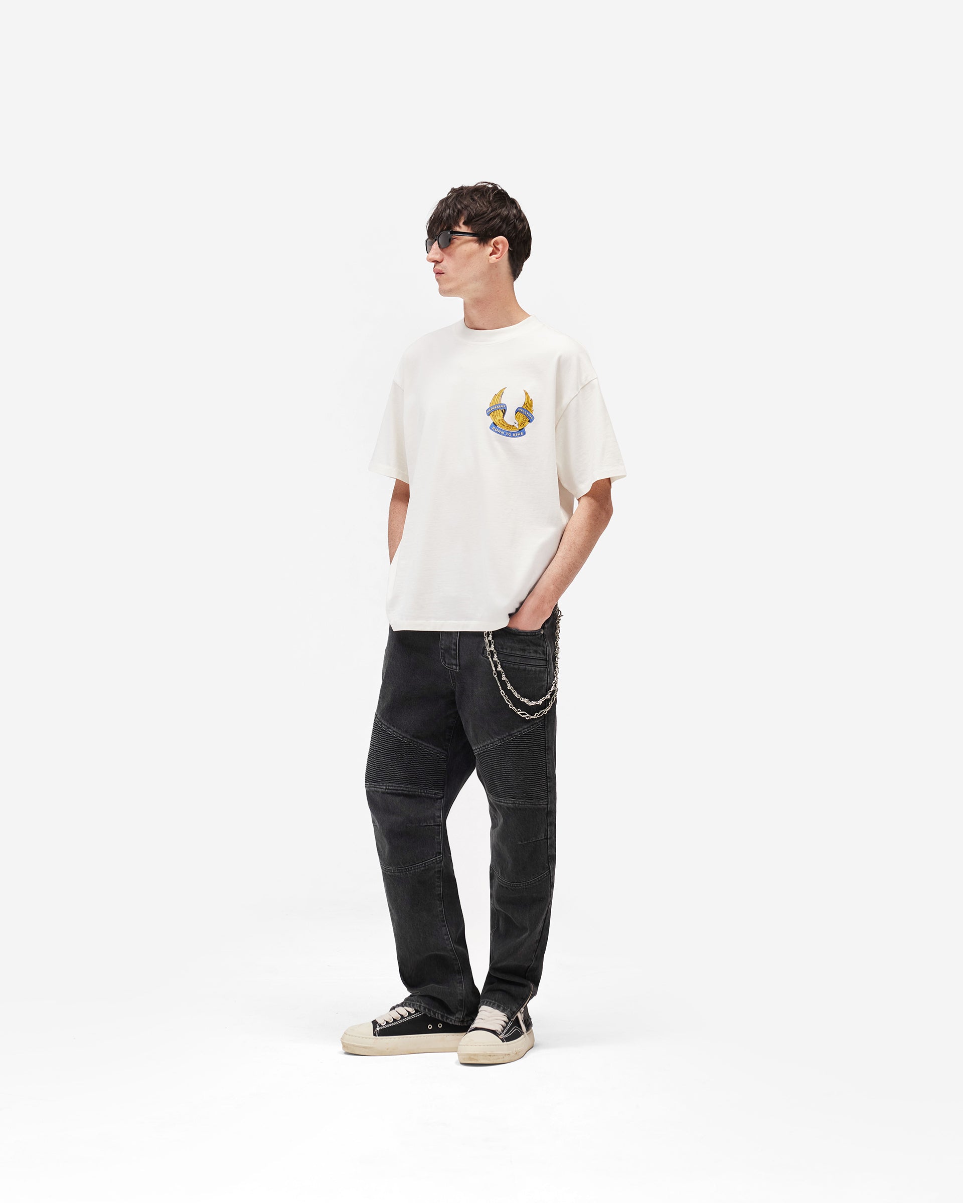 Represent X Belstaff Born To Bike T-Shirt - Flat White