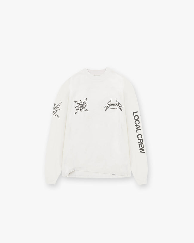 Represent X Metallica Local Crew Long Sleeve T-Shirt - Flat White Hover Image