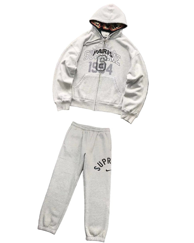 Supreme x Margiela Paris 1994 Zip Hoodie & Sweatpants Set – Light Grey Hover Image