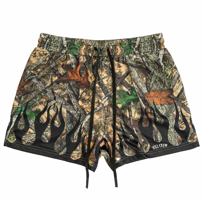 MUAY THAI SHORTS (MID THIGH CUT) WILDFIRE - BLACK Hover Image