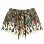 MUAY THAI SHORTS (MID THIGH CUT) WILDFIRE - WHITE