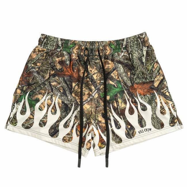 MUAY THAI SHORTS (MID THIGH CUT) WILDFIRE - WHITE Hover Image
