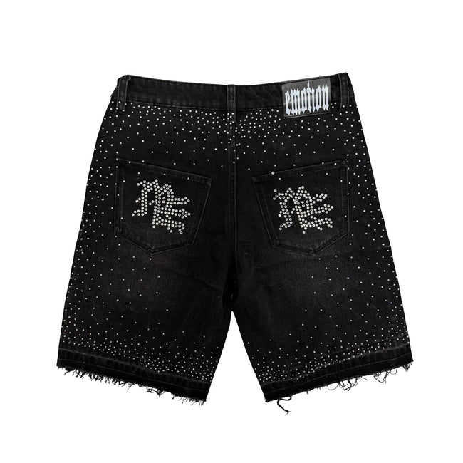 Black “ME” Rhinestone Denim Shorts Main Image
