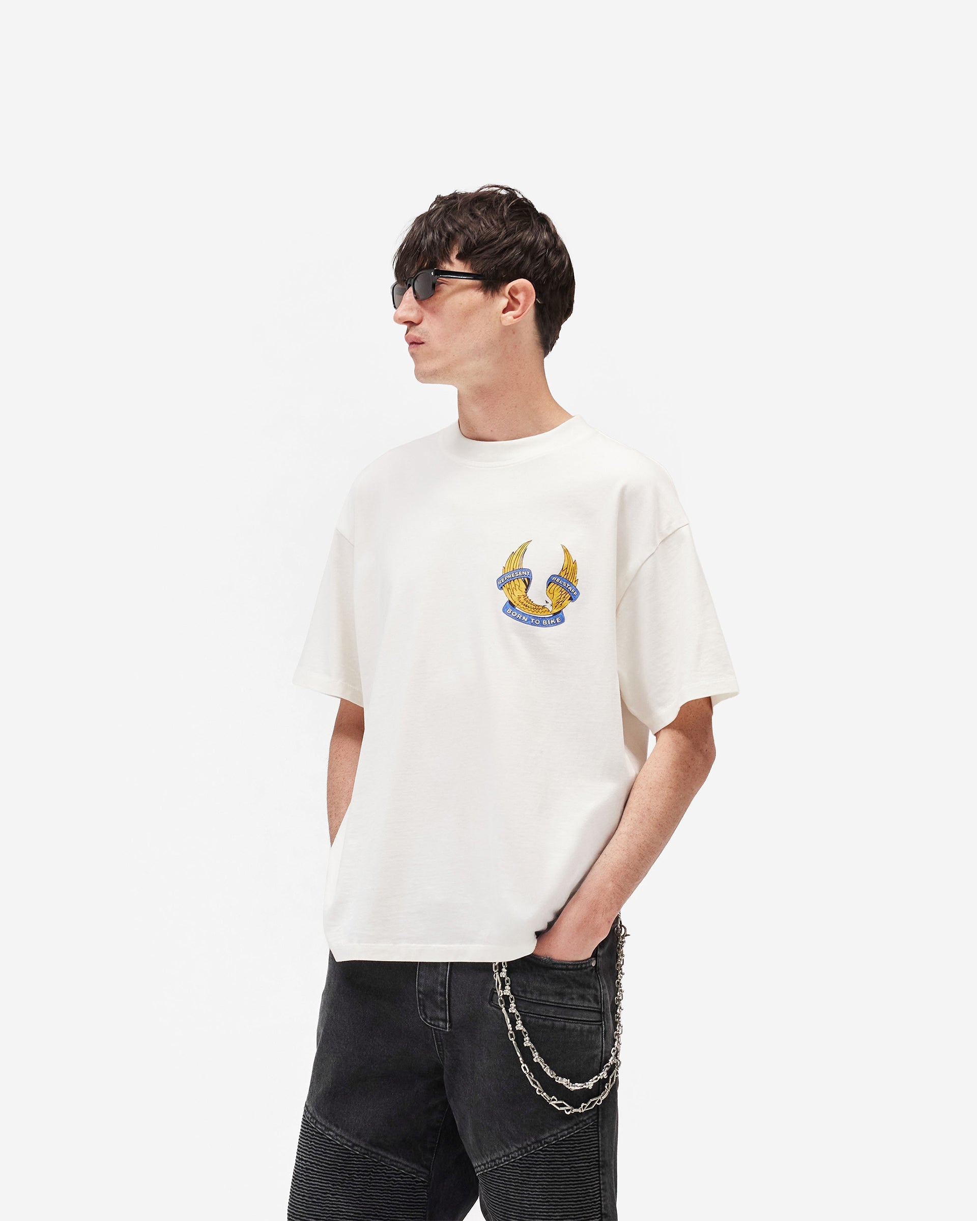 Represent X Belstaff Born To Bike T-Shirt - Flat White
