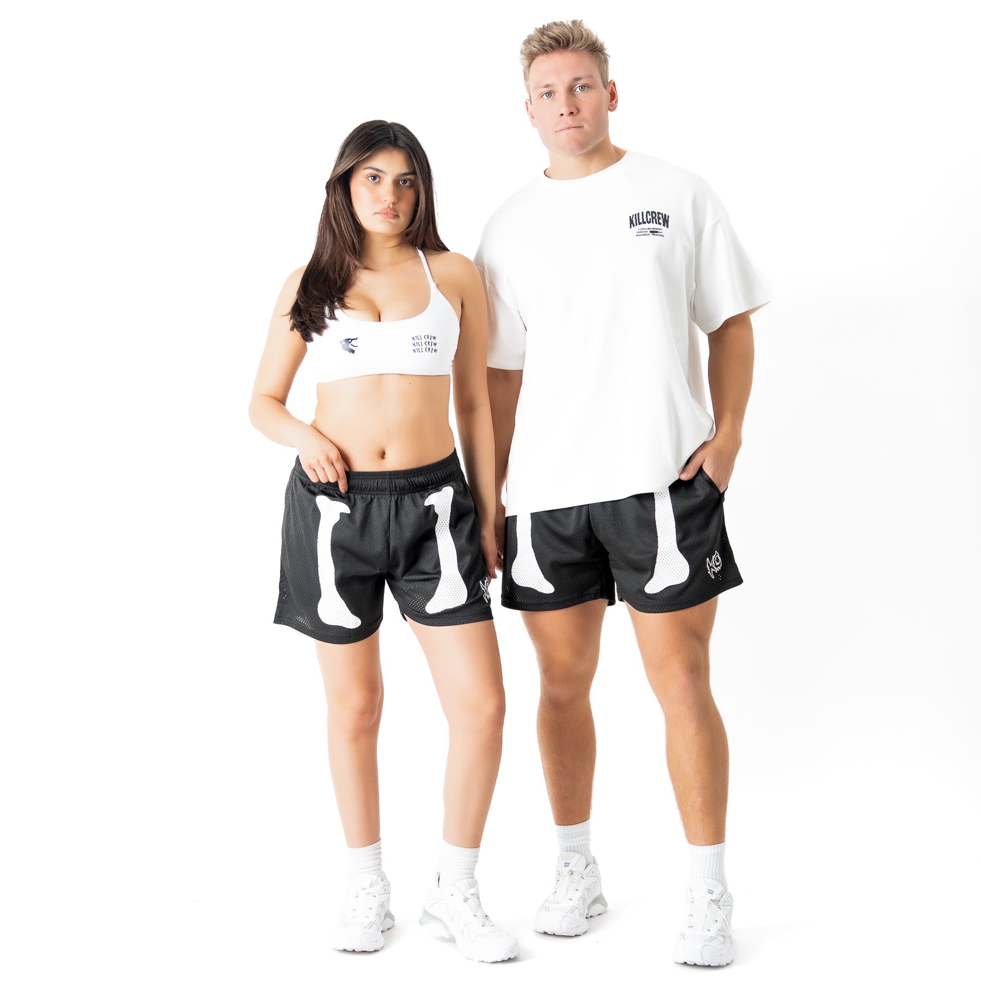 VENTED MESH SHORTS BONE DRY - BLACK / WHITE