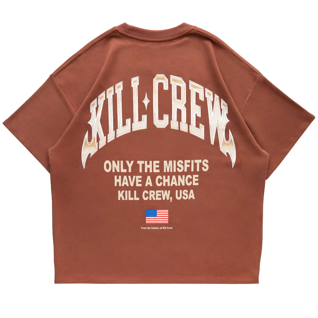 RELAXED FIT NATURAL COTTON CHROME T-SHIRT - BROWN