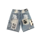 Blue “AI” Denim Shorts
