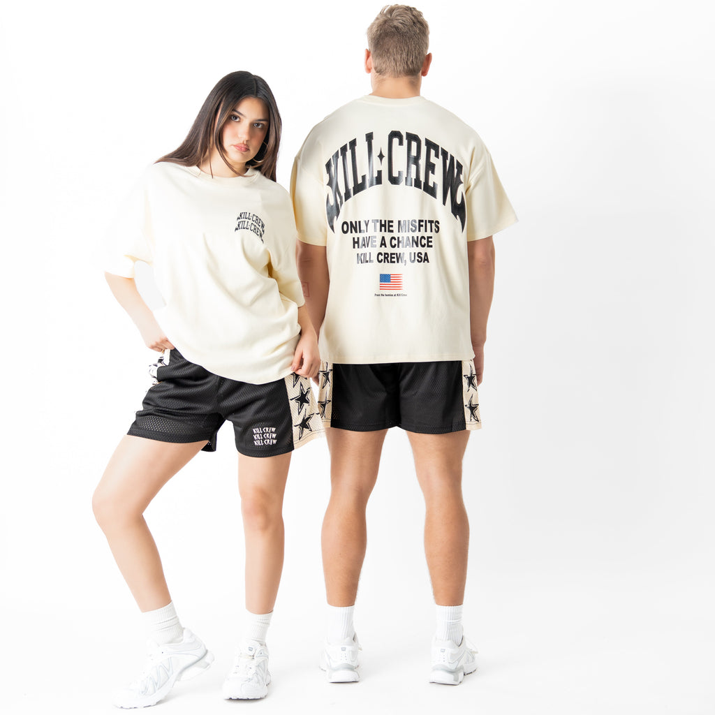 RELAXED FIT NATURAL COTTON CHROME T-SHIRT - CREAM