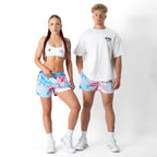 MUAY THAI SHORTS (MID THIGH CUT) TIE DYE - COTTON CANDY