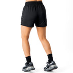 MUAY THAI FLAME SHORTS (MID THIGH CUT) - BLACK / RED