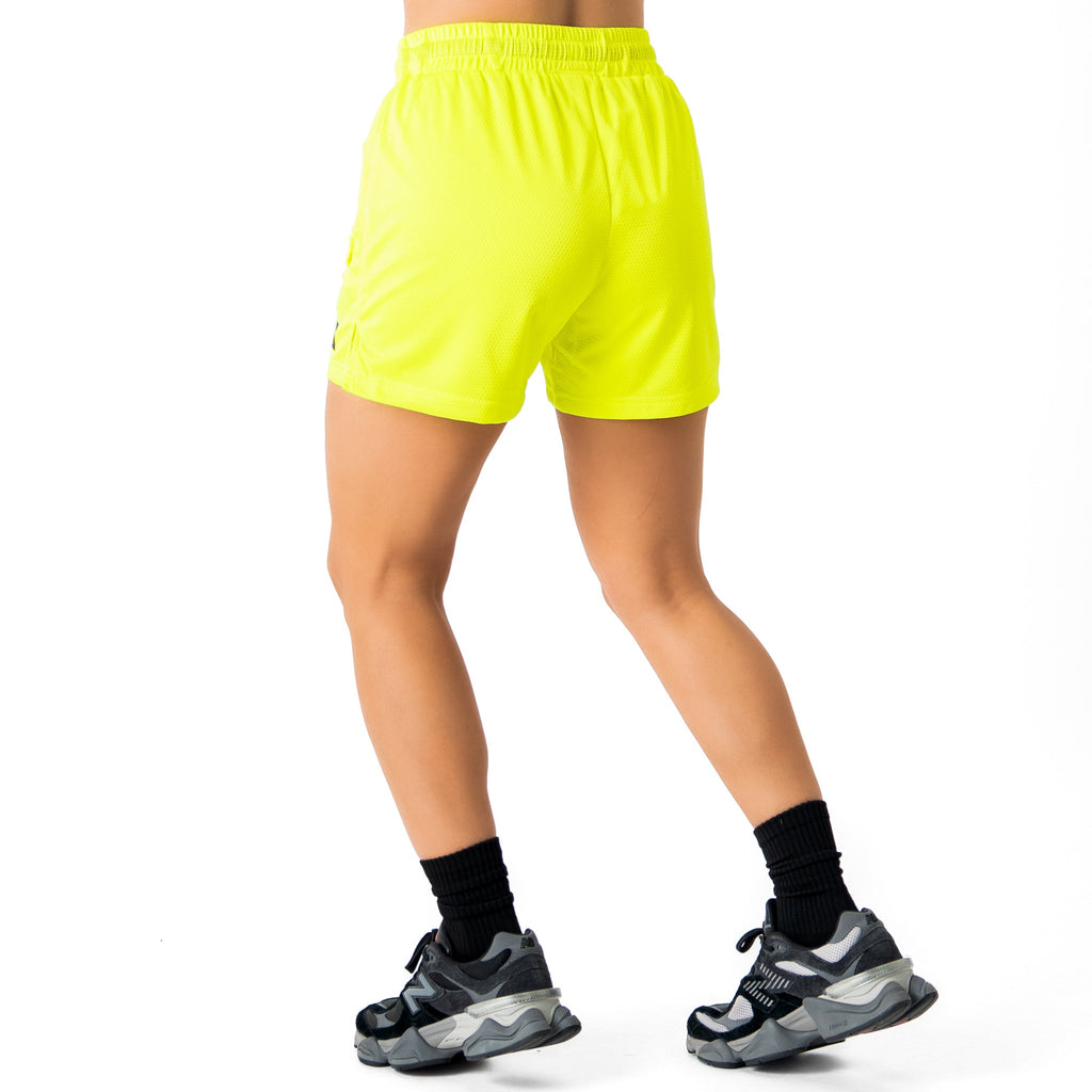 MUAY THAI FLAME SHORTS (MID THIGH CUT) - NEON YELLOW / BLACK