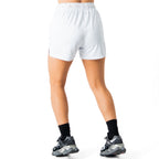 MUAY THAI FLAME SHORTS (MID THIGH CUT) - WHITE / BLACK