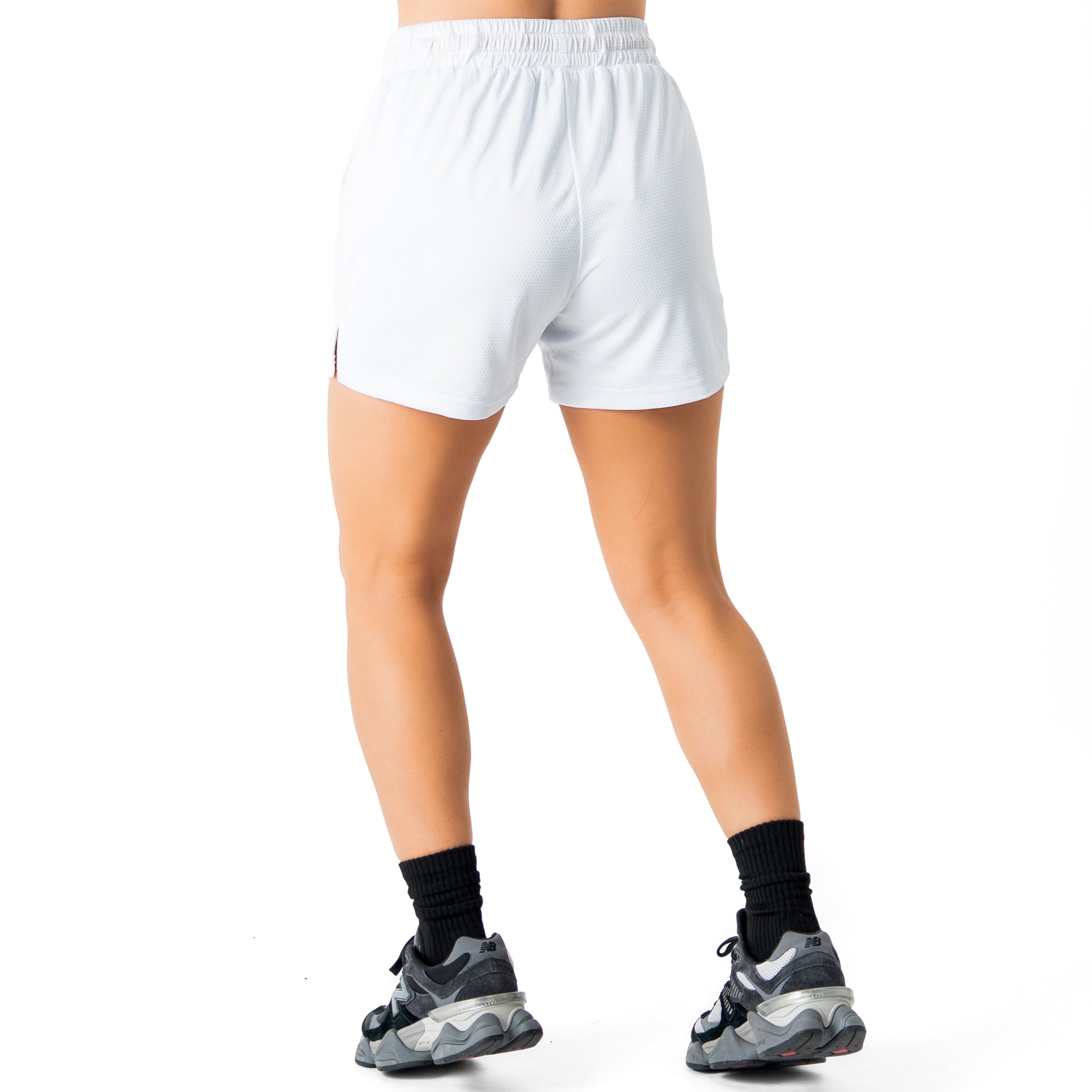 MUAY THAI FLAME SHORTS (MID THIGH CUT) - WHITE / BLACK