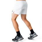 MUAY THAI FLAME SHORTS (MID THIGH CUT) - WHITE / BLACK