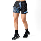 MUAY THAI FLAME SHORTS (MID THIGH CUT) - BLACK / BLUE