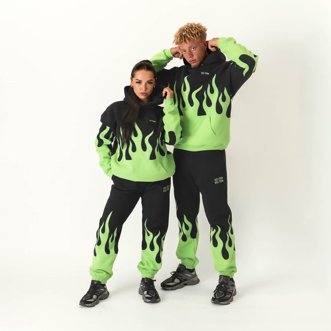 OVERSIZED PREMIUM HEATER HOODIE - BLACK / GREEN Main Image
