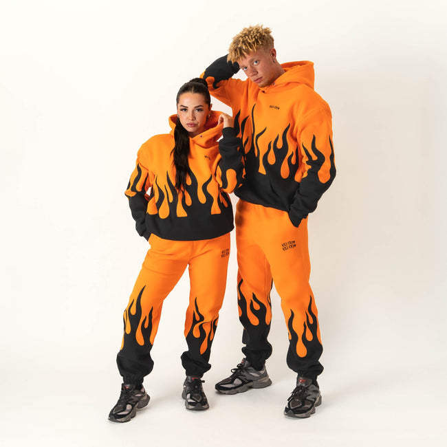 OVERSIZED PREMIUM HEATER HOODIE - ORANGE / BLACK Main Image