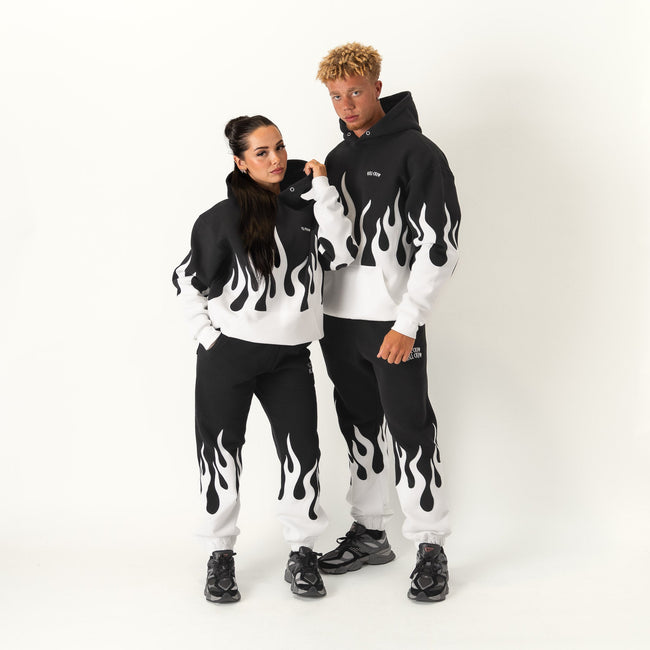 OVERSIZED PREMIUM HEATER HOODIE - BLACK / WHITE Main Image