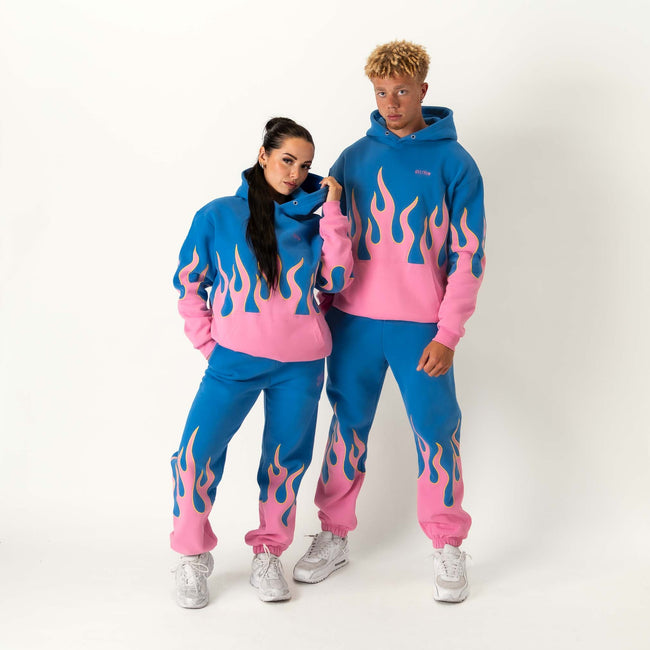OVERSIZED PREMIUM HEATER HOODIE - BLUE / PINK Main Image