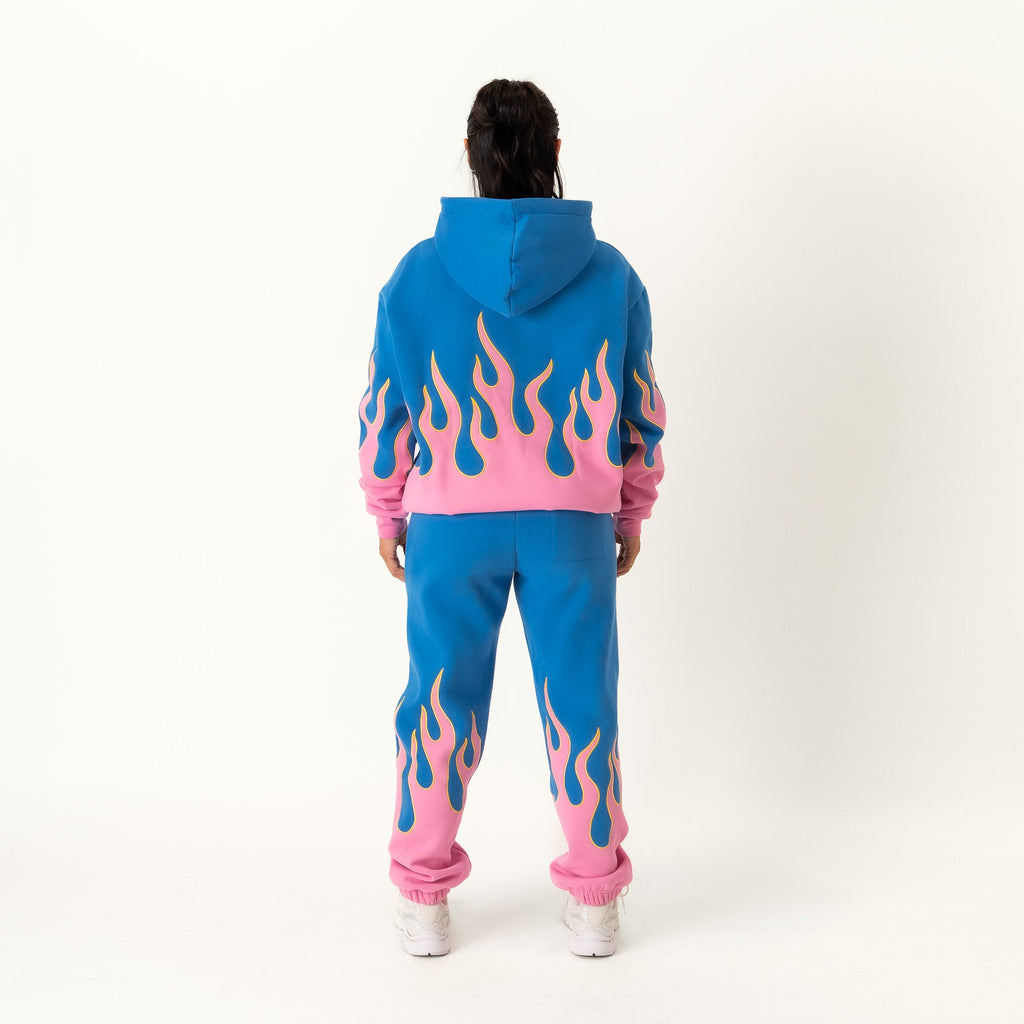 OVERSIZED PREMIUM HEATER HOODIE - BLUE / PINK