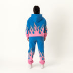 OVERSIZED PREMIUM HEATER HOODIE - BLUE / PINK