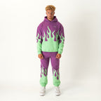 OVERSIZED PREMIUM HEATER HOODIE - PURPLE / GREEN