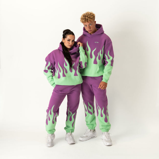 OVERSIZED PREMIUM HEATER HOODIE - PURPLE / GREEN Main Image