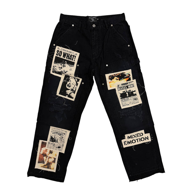 Black “Newspaper” Carpenter Pants Hover Image