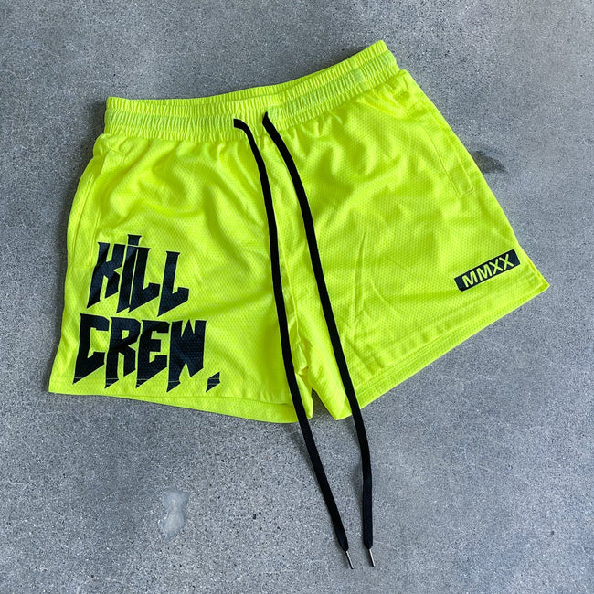 MUAY THAI SHORTS (MID THIGH CUT) - NEON YELLOW Main Image