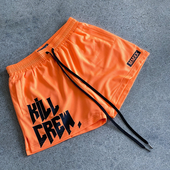 MUAY THAI SHORTS (MID THIGH CUT) - NEON ORANGE Main Image