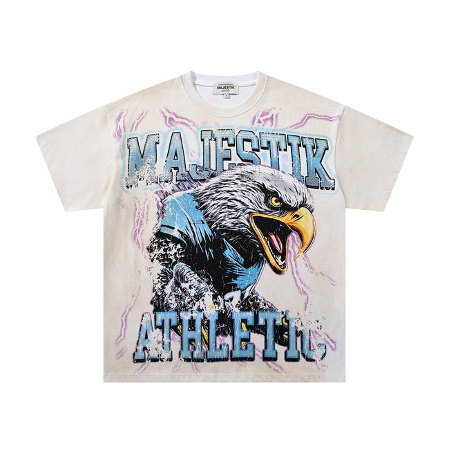 Majestik “Athletic” Eagle Rhinestone Vintage Tee（White） Hover Image