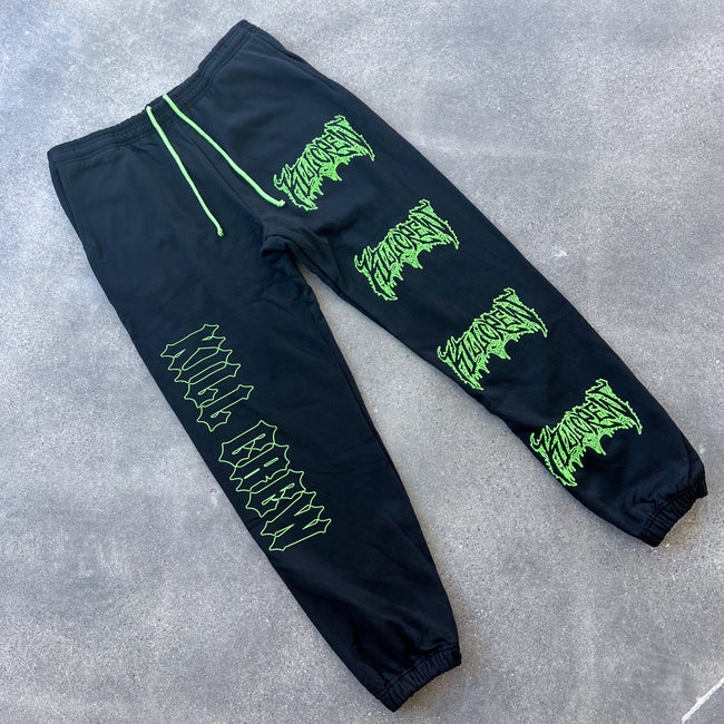 HEAVYWEIGHT LUX "METAL" SWEATPANTS - BLACK / GREEN Main Image
