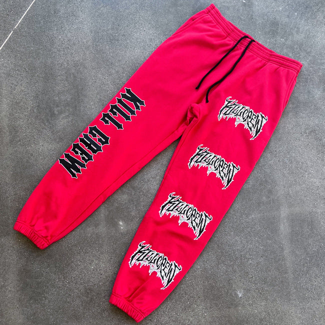 HEAVYWEIGHT LUX "METAL" SWEATPANTS - RED / BLACK Main Image