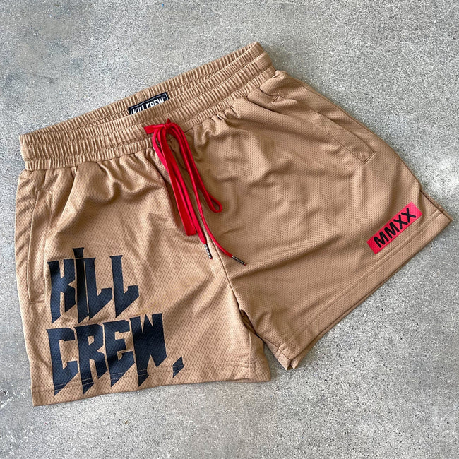 MUAY THAI SHORTS (MID THIGH CUT) - SAND Main Image
