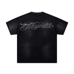 Majestik “Space Rider” Rhinestone Department Vintage Tee（Black）