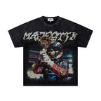 Majestik “Victory Lap” Racing Skeleton Rhinestone Vintage Tee（Black）
