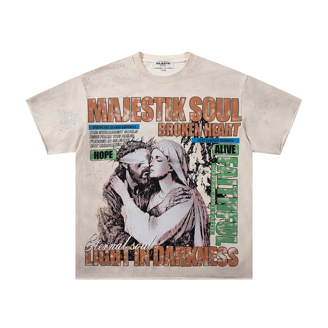 Majestik “Soul & Light in Darkness” Vintage Tee（Off-White / Cream） Hover Image