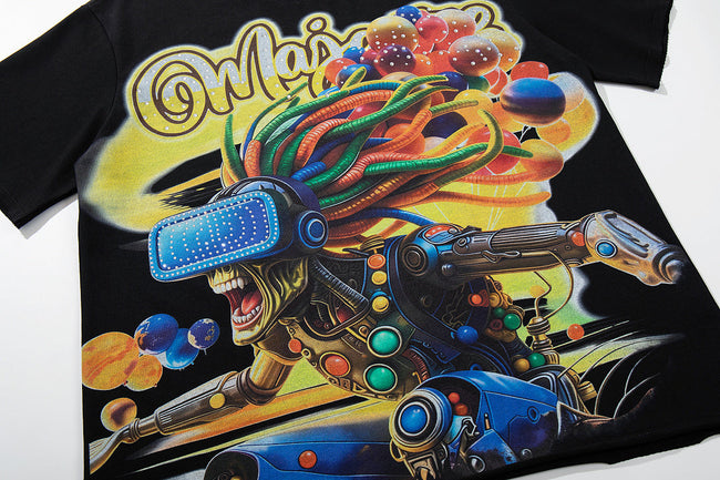 Majestik “Cyber VR” Rhinestone Graphic Tee Main Image