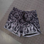 MUAY THAI SHORTS (MID THIGH CUT) BANDANA FLAME - BLACKOUT