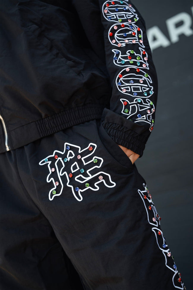 “ME” rhinestone Nylon Pants Main Image