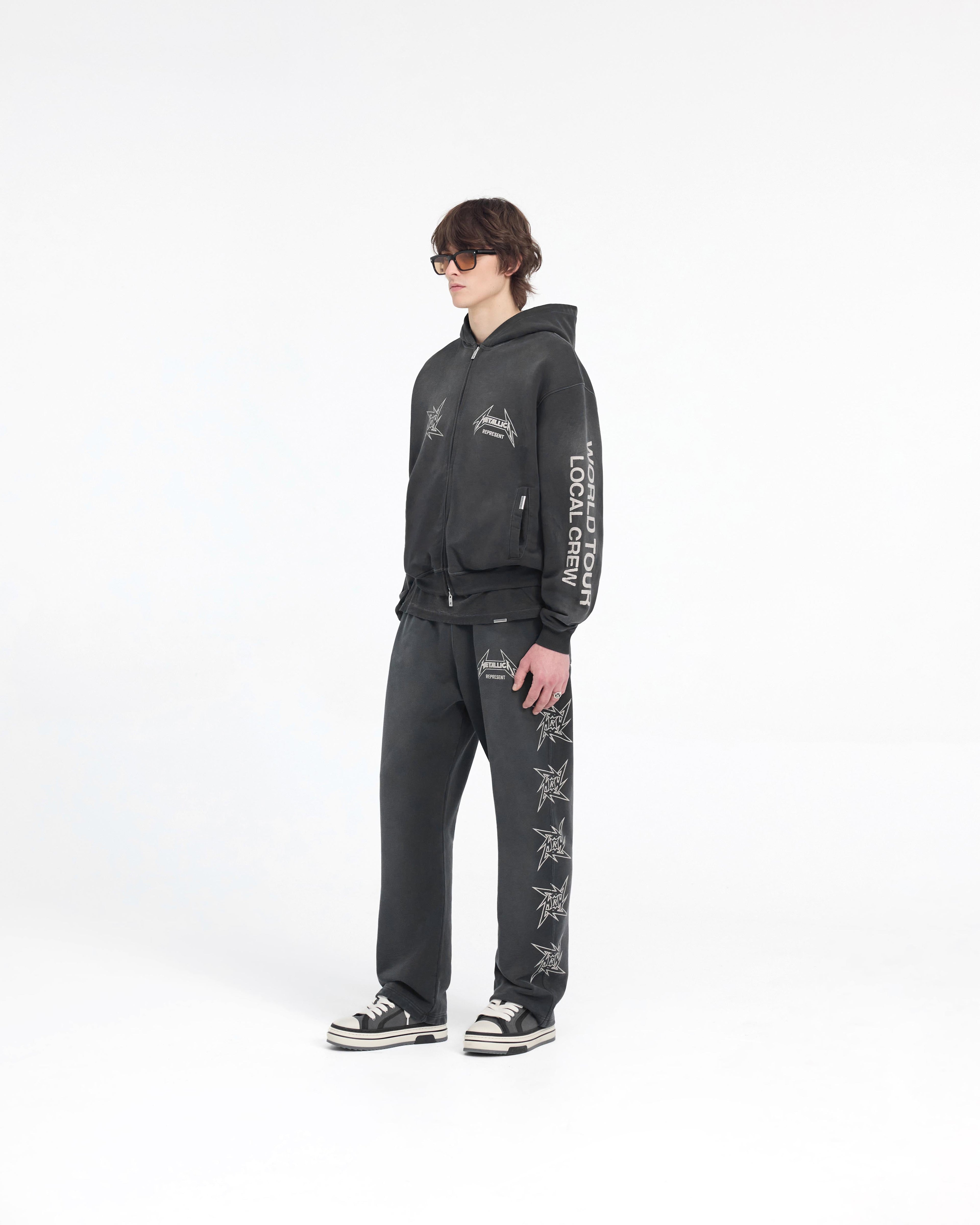 Represent X Metallica Local Crew Zip Hoodie - Stained Black