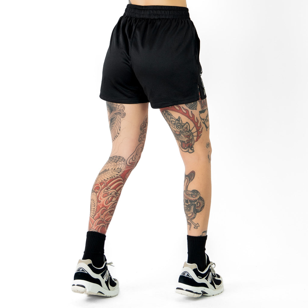 MUAY THAI SHORTS (MID THIGH CUT) - BLACK