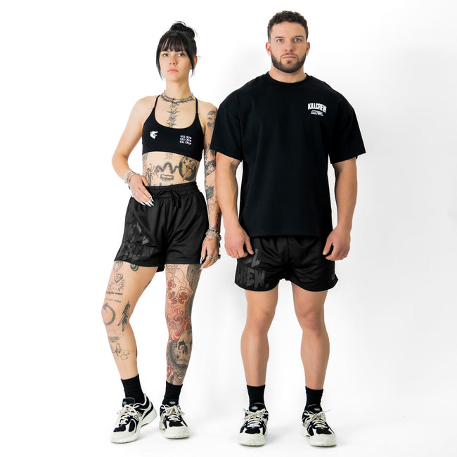 MUAY THAI SHORTS (MID THIGH CUT) - BLACKOUT Main Image